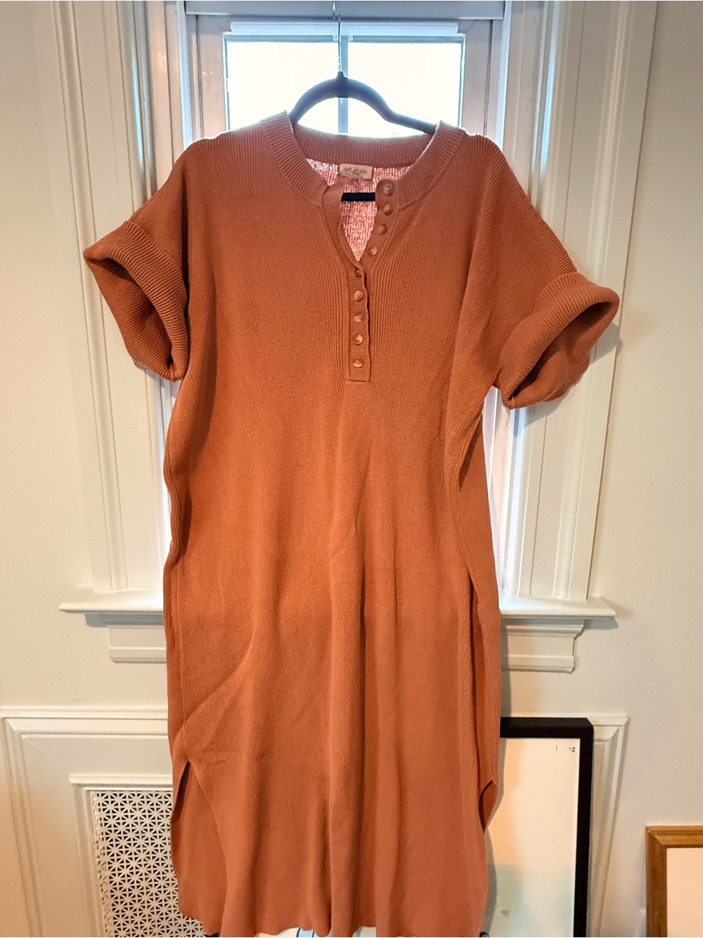 Sister Katie - Cozy Rust Knit Polo Dress - Women